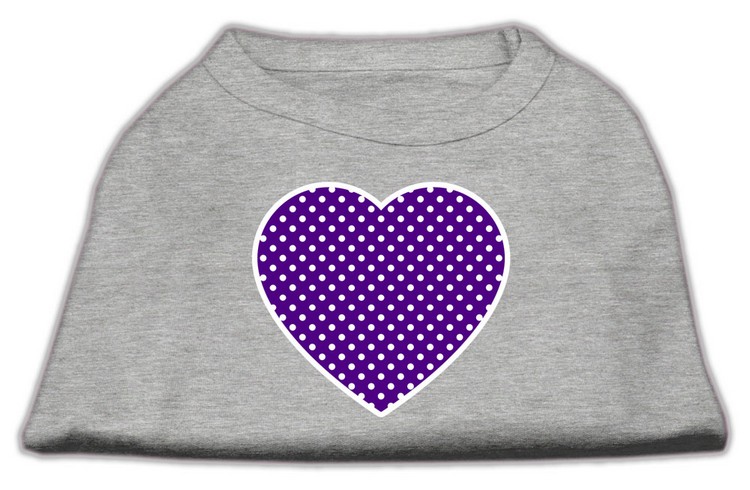 Purple Swiss Dot Heart Screen Print Shirt Grey XS